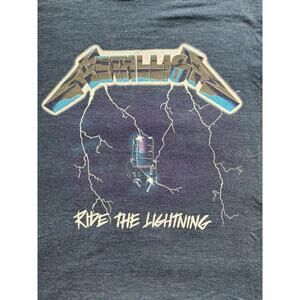 Metallica Ride the Lightning Tshirt - heather blue size M Medium